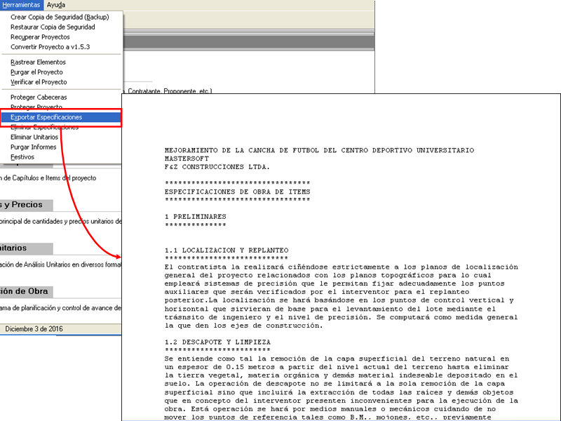 Genere un documento Word autodiagramado que recoge todas las anotaciones asociadas a los análisis unitarios: la memoria técnica